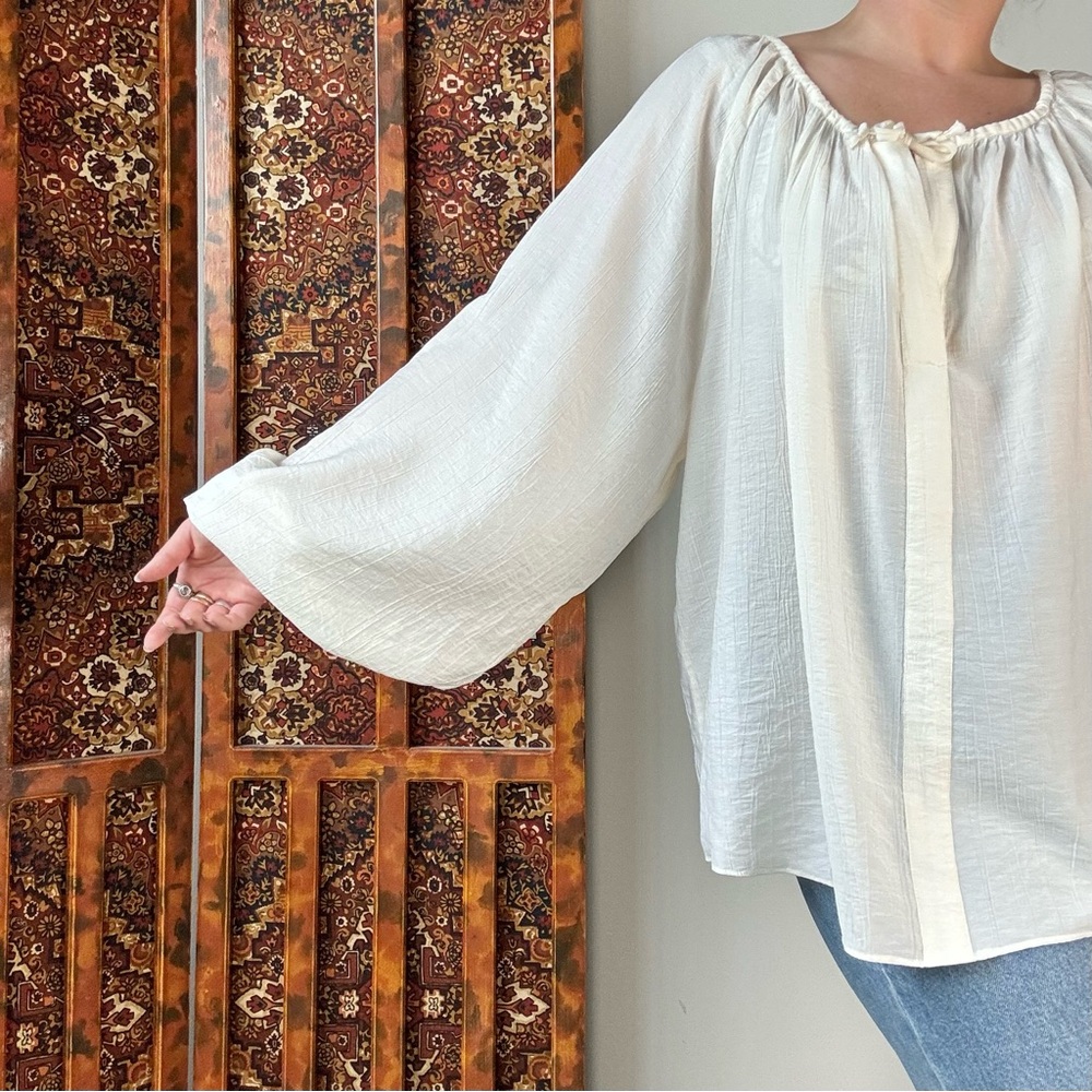H&M Ivory Bishop Sleeve Tunic Blouse - Picture 3 of 6